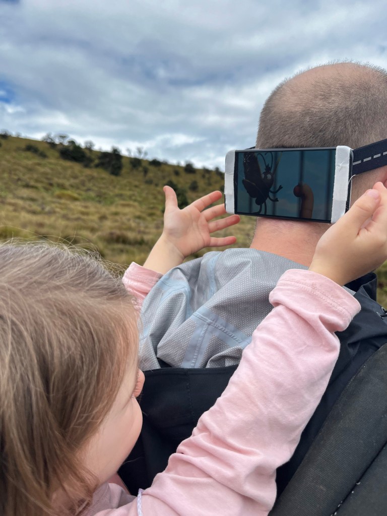 watching tv while hiking